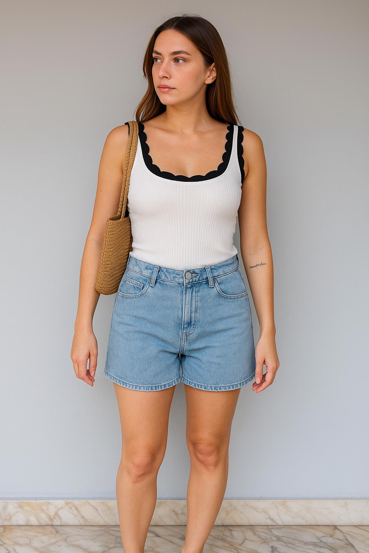 Triko Yakalı Atlet Ekru | Fashion Friends