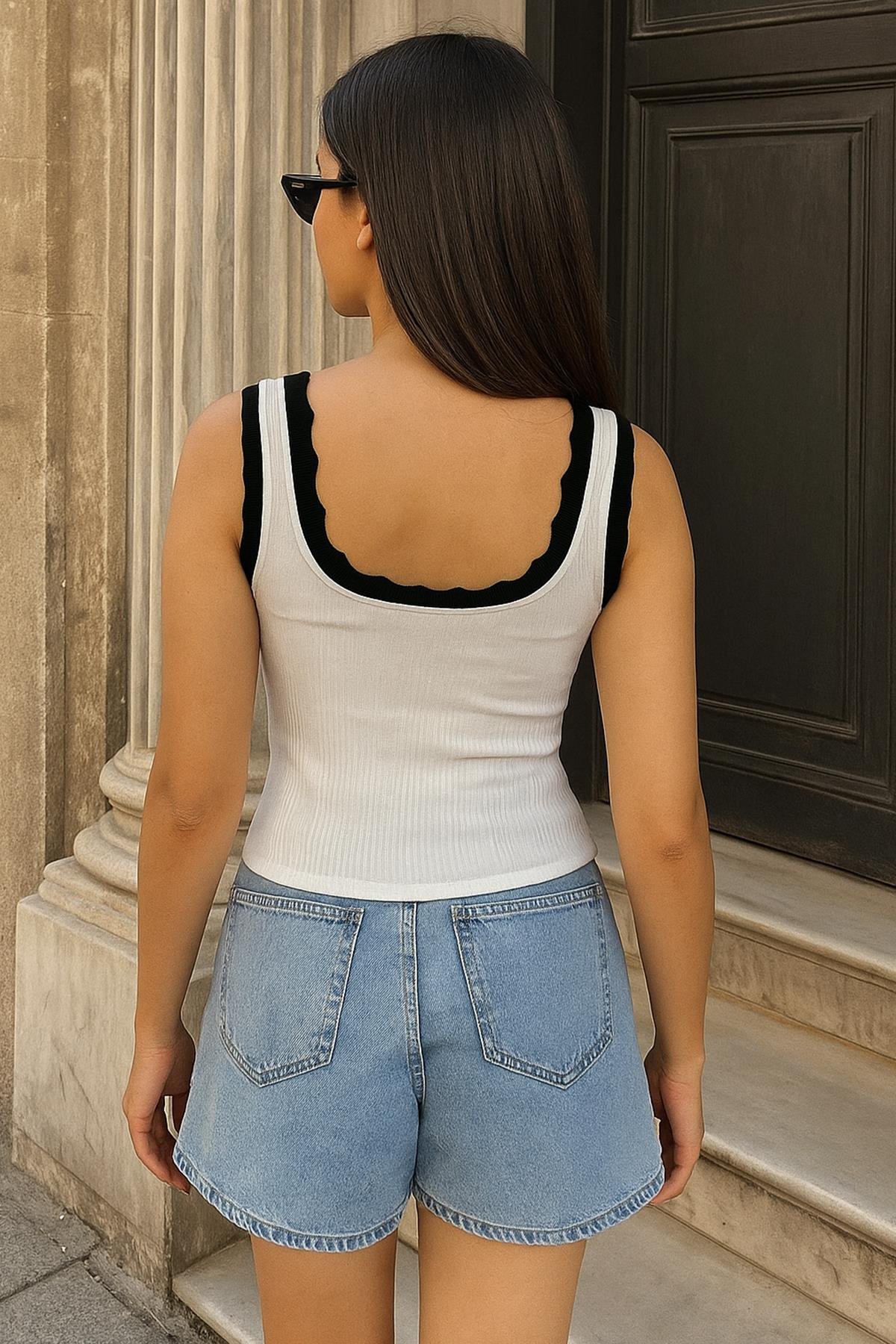 Triko Yakalı Atlet Ekru | Fashion Friends