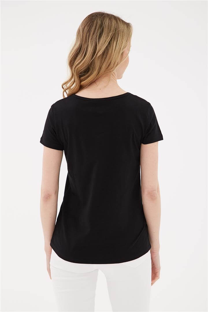 V Yaka Cepli T-Shirt Siyah | Fashion Friends