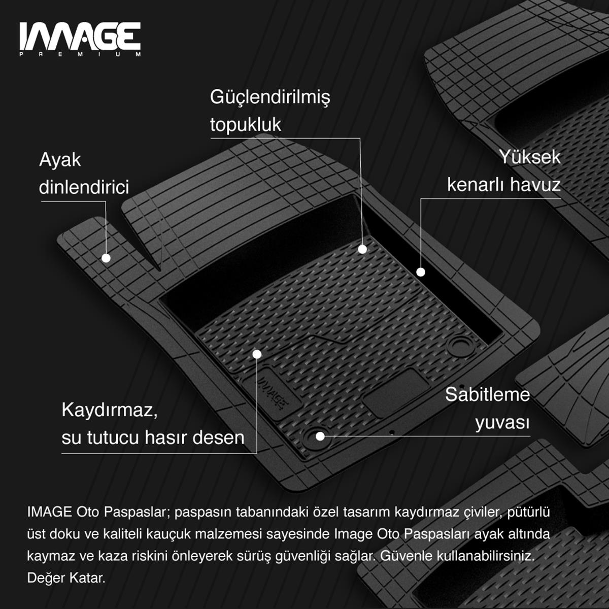 IMAGE2D Araca Özel Kauçuk PaspaslarOPEL CORSA D HB (2007 - 2014) KAUÇUK PASPAS SİYAH