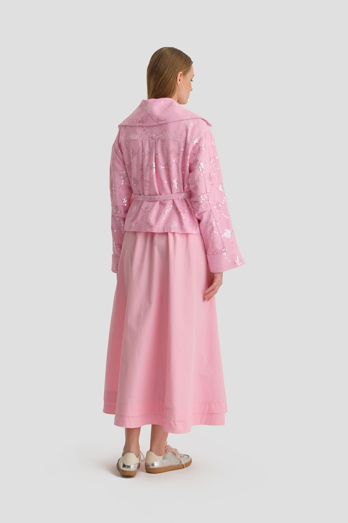 NAQISHE PULLU PAMUK BLAZER CEKET /PUDRA