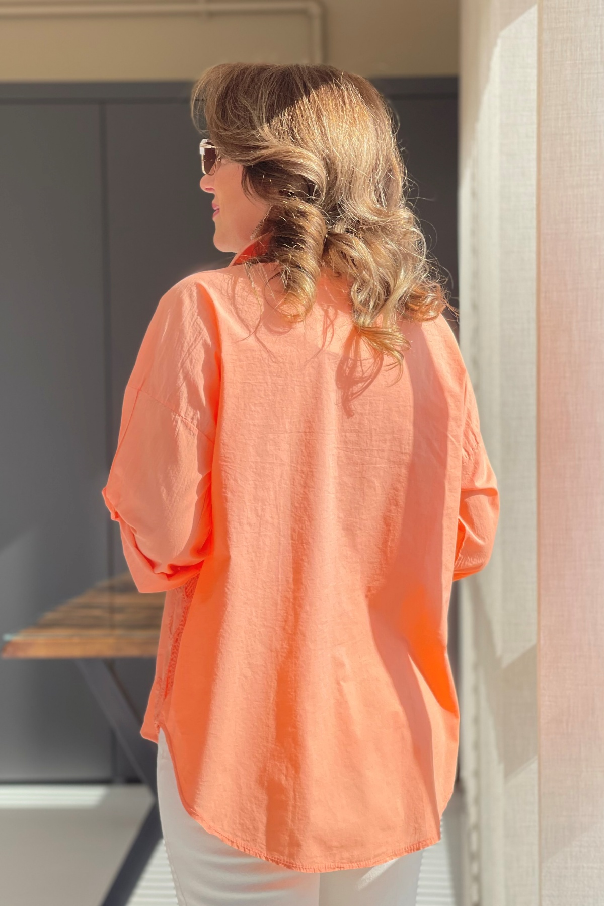 Ajurlu Orange Brode Gömlek