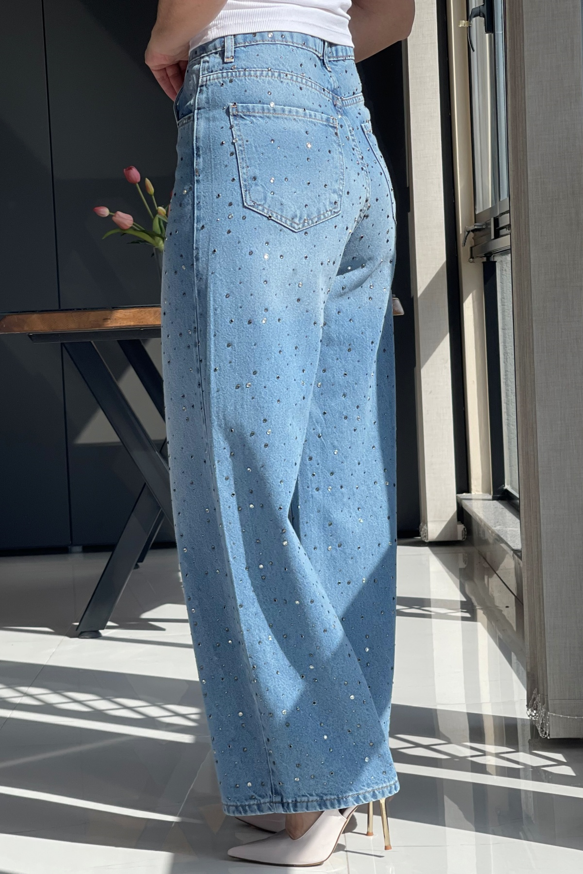 Baggy Model Taş Detay Bebe Mavi Jean