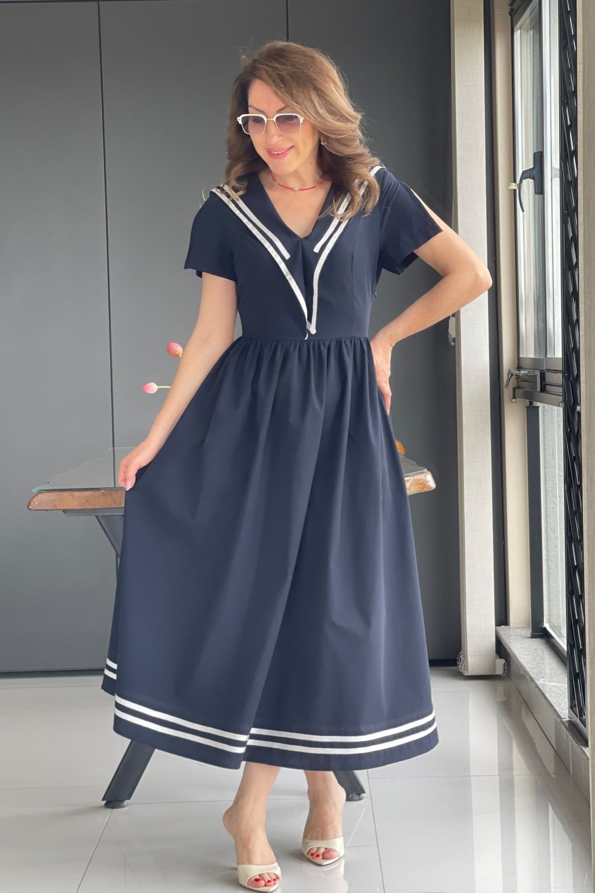 Bahriye Model Lacivert Elbise