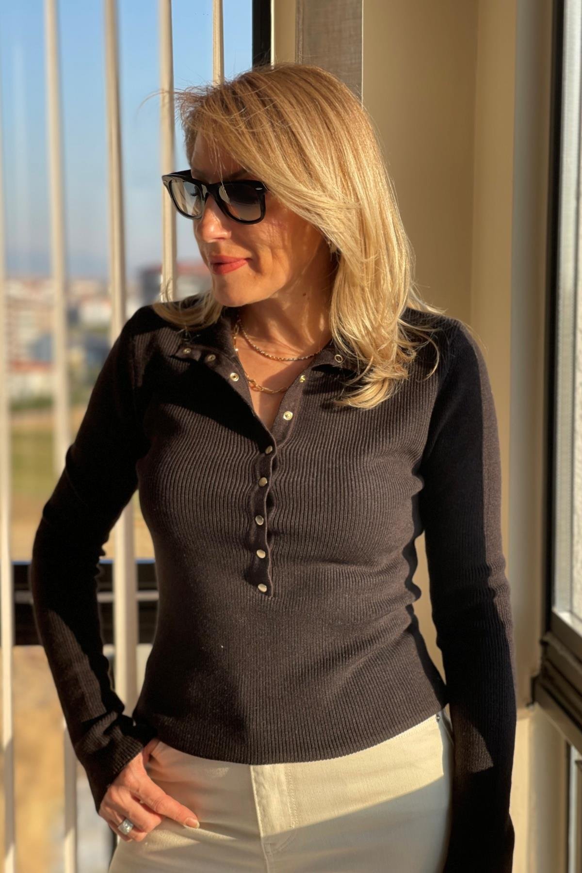 Balıkçı Yaka Koyu Kahve Kazak