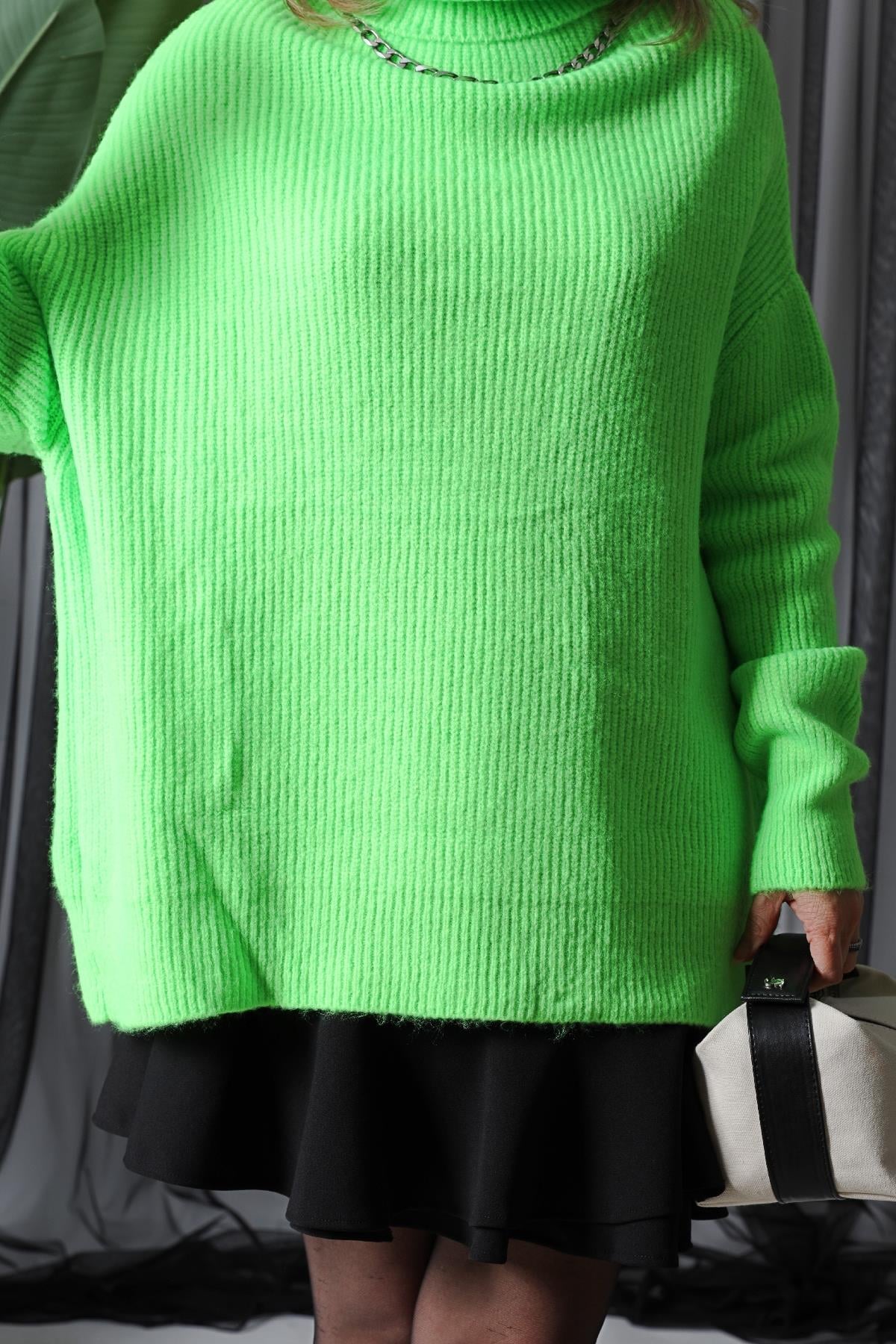 Balıkçı Yaka Neon Kazak
