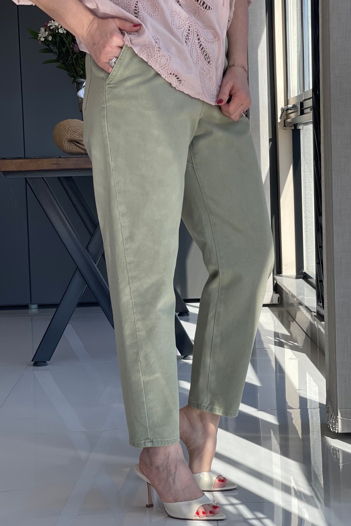 Bel Lastik Detay Haki Jean