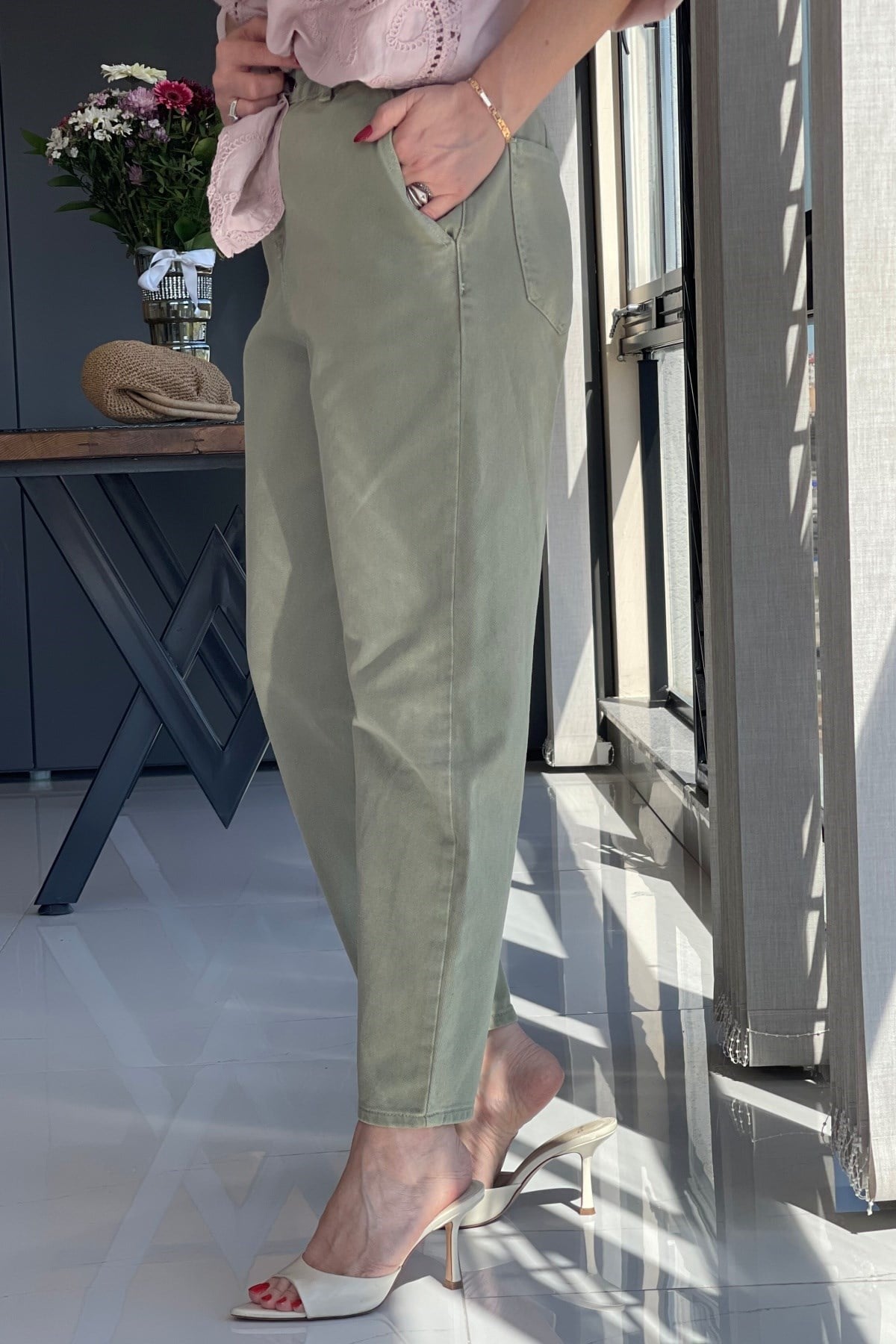 Bel Lastik Detay Haki Jean