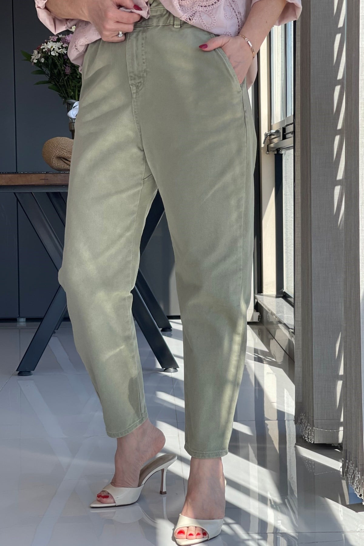 Bel Lastik Detay Haki Jean