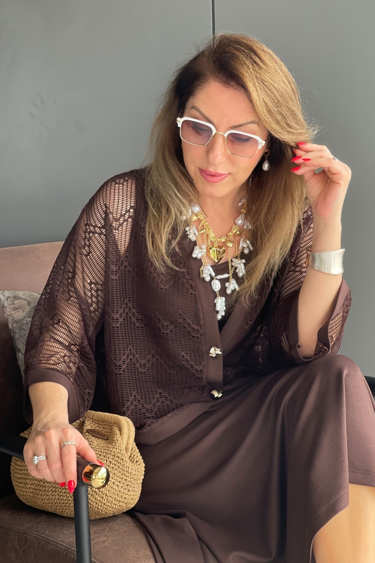 Bolero Detay Kahve Elbise