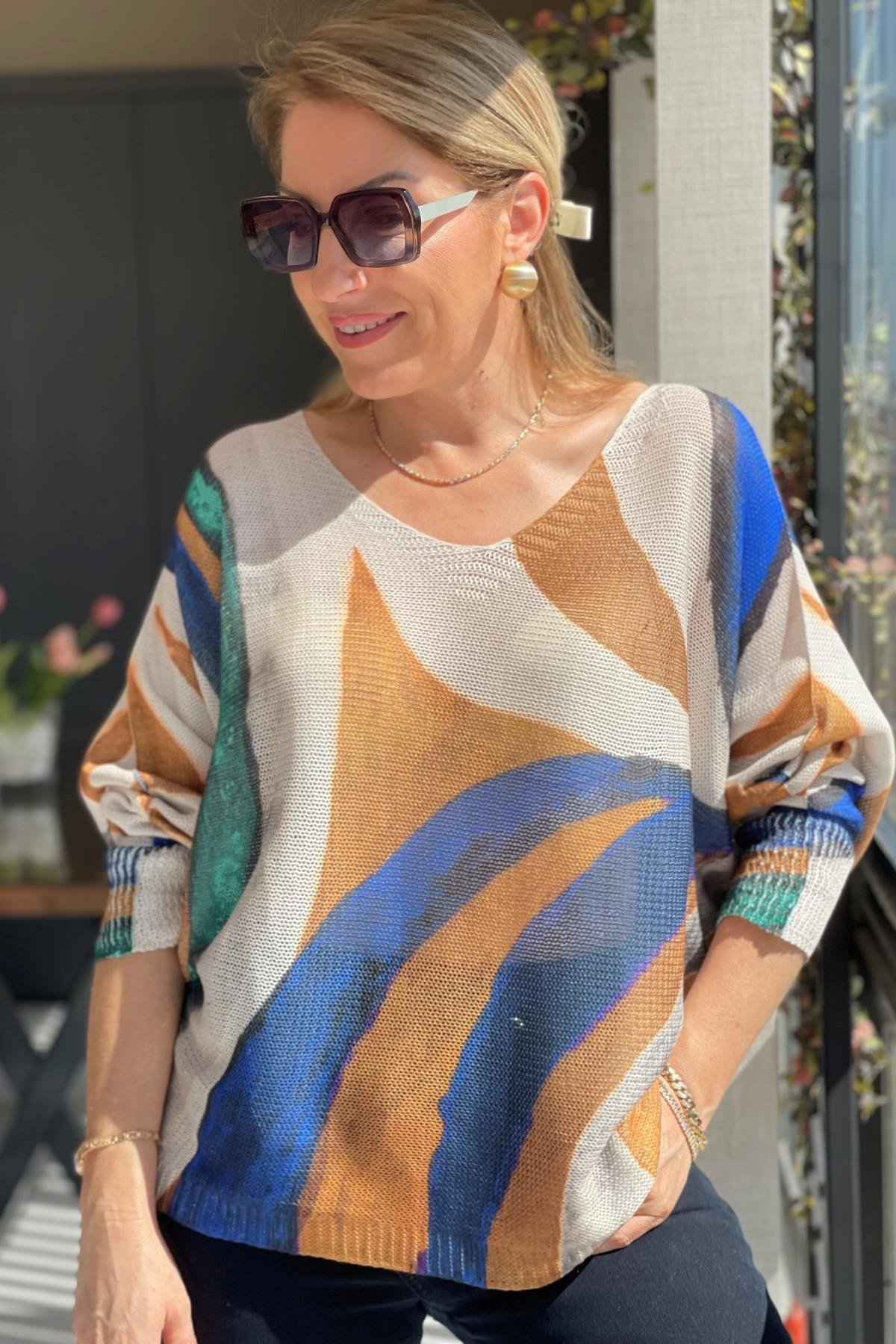 Cappuccıno Karışık Model Triko Bluz