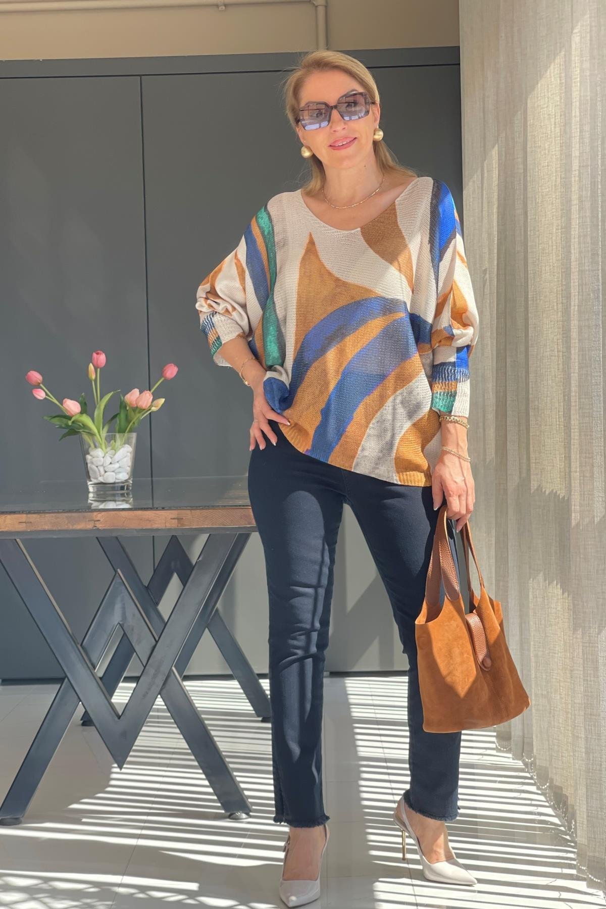 Cappuccıno Karışık Model Triko Bluz