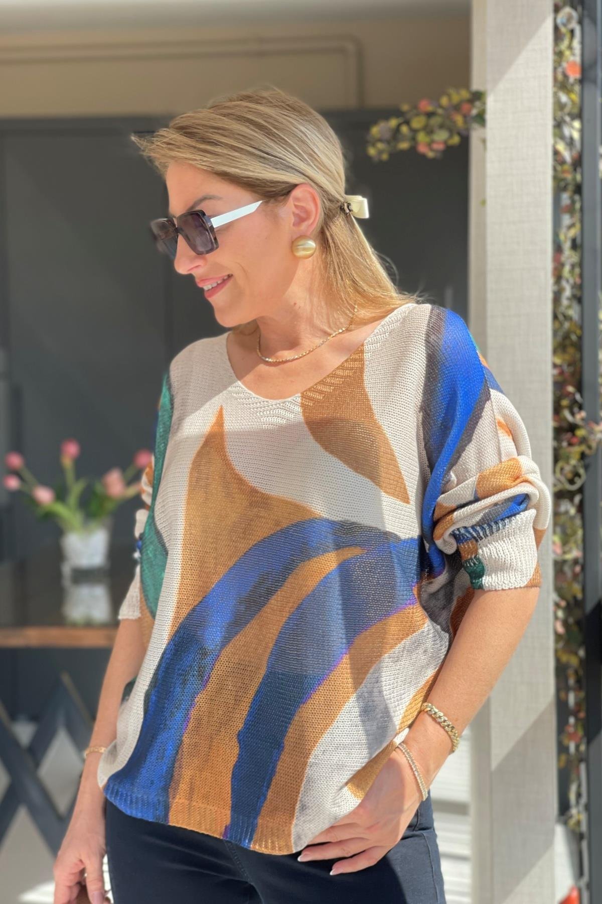 Cappuccıno Karışık Model Triko Bluz