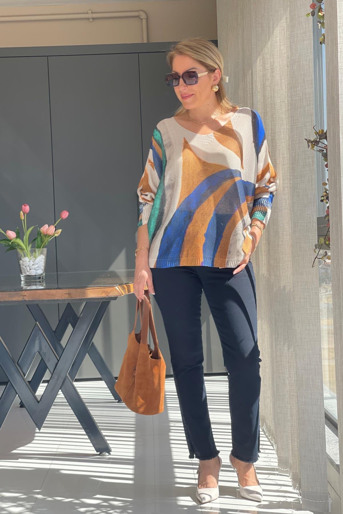 Cappuccıno Karışık Model Triko Bluz