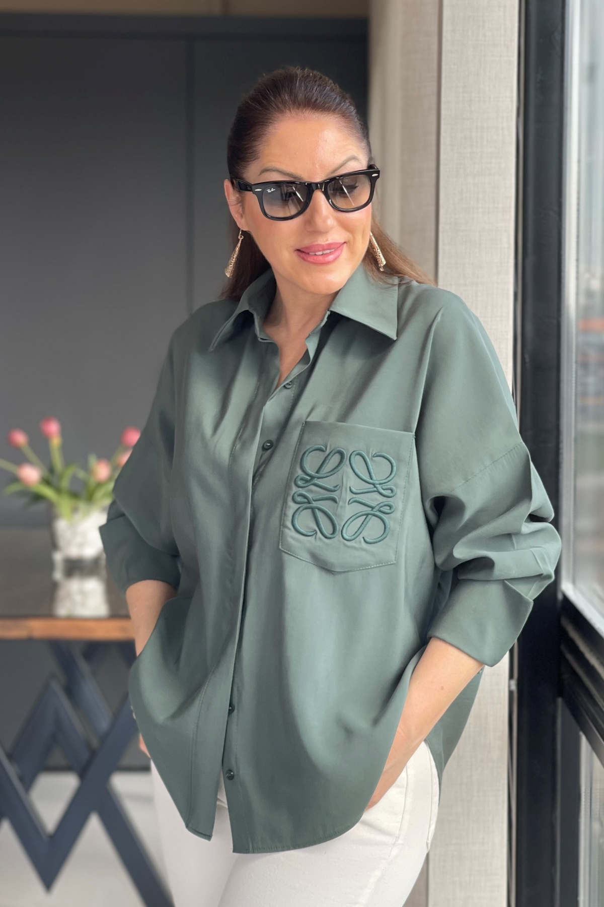 Cep Nakış Zümrüt Gömlek