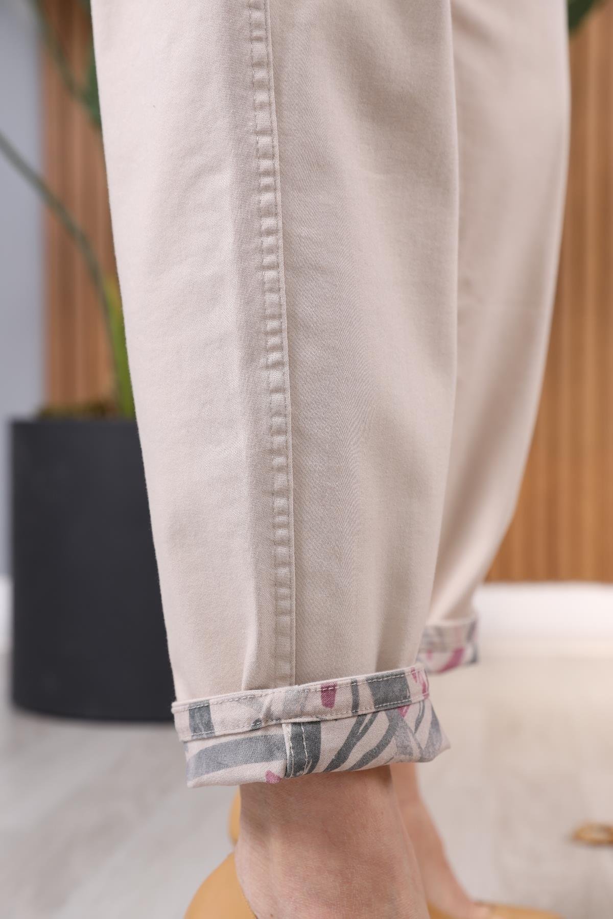 Çift Yönlü Gabardin Bej Pantolon