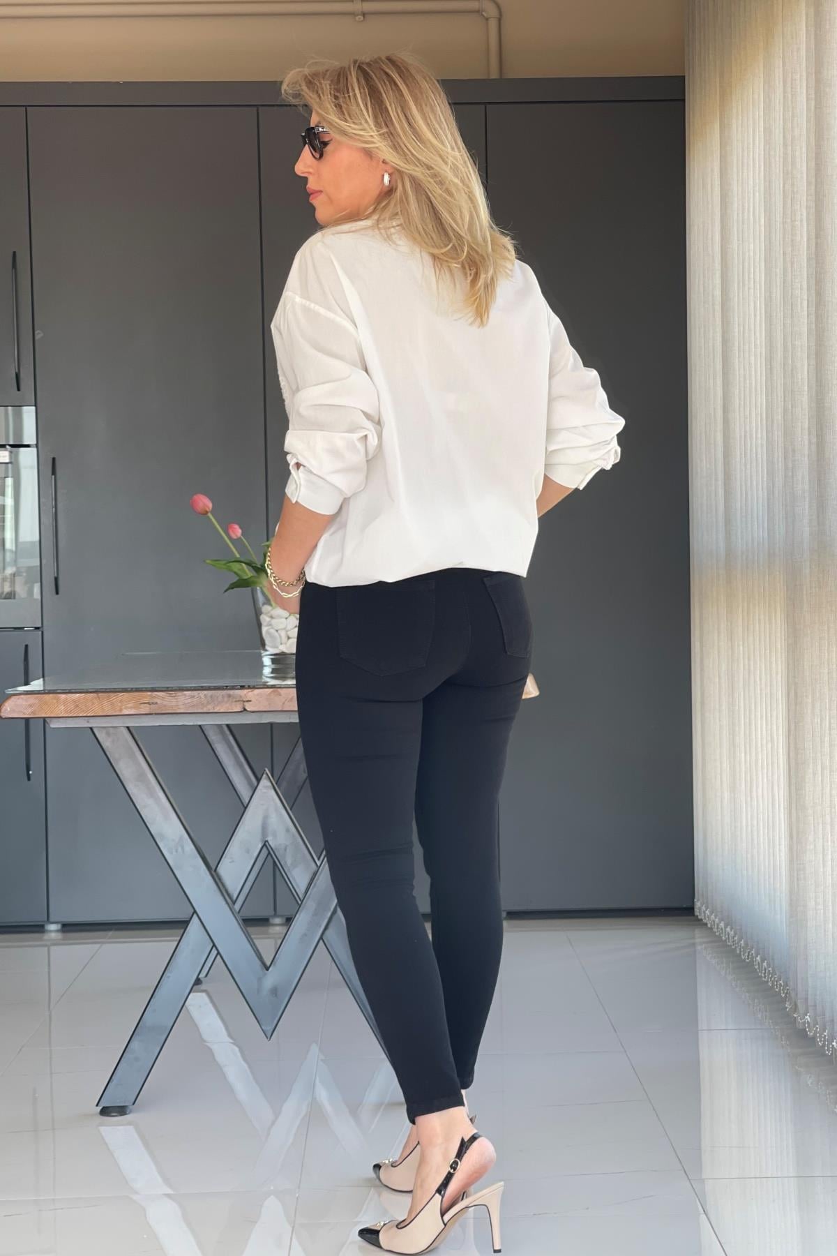 Dar Paça Full Likra Siyah Jean