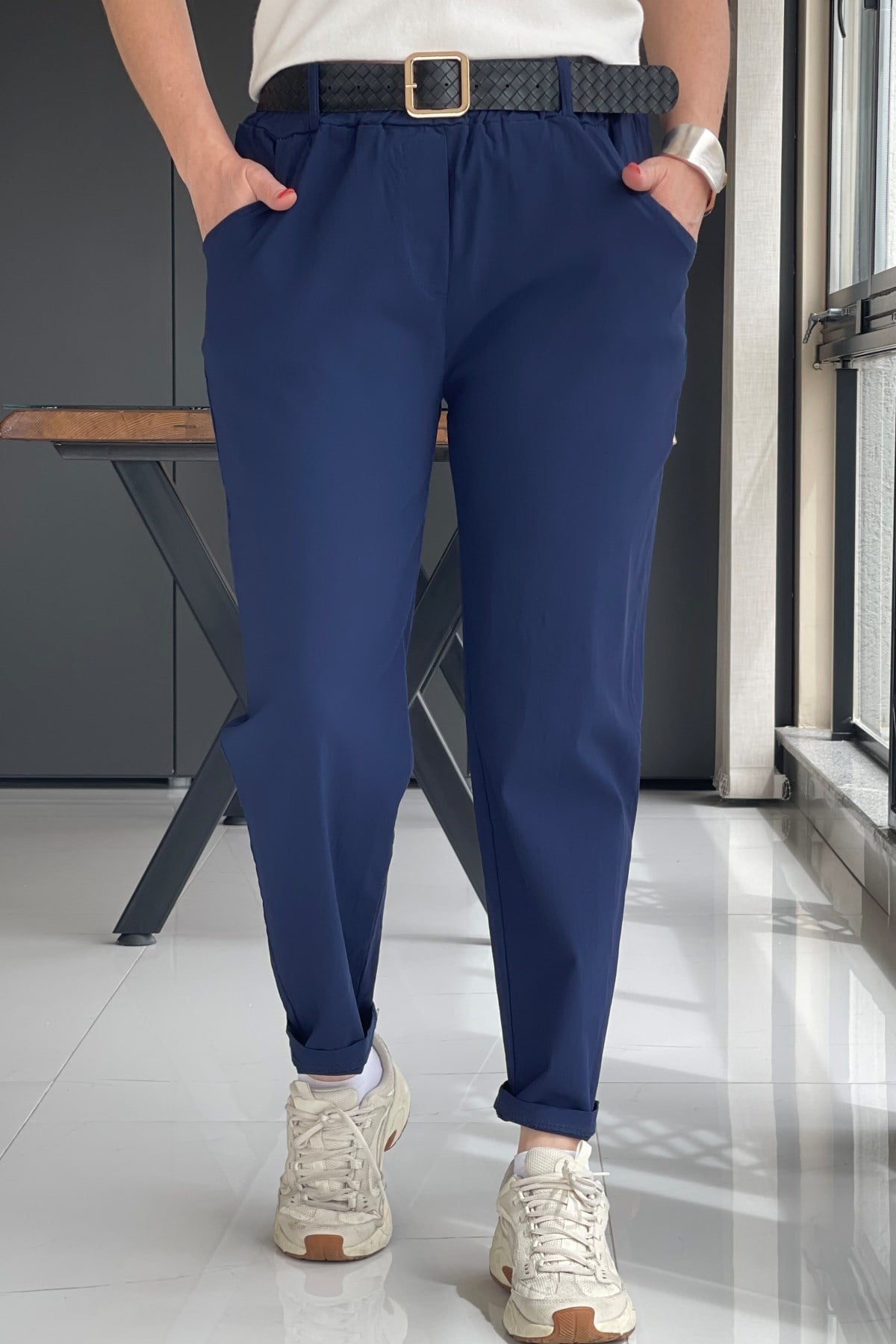 Düz Desen İthal Lacivert Pantolon