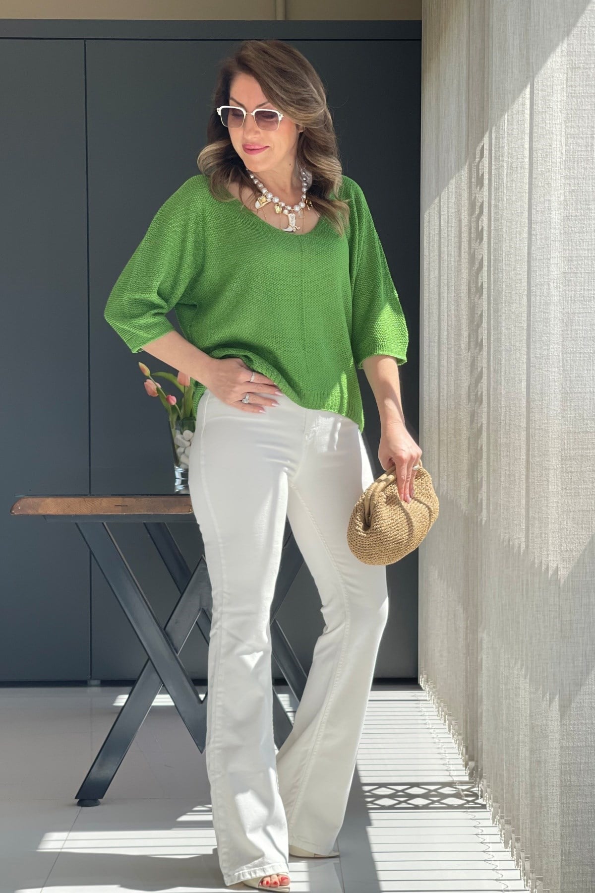 Ekru İspanyol Paça Jean