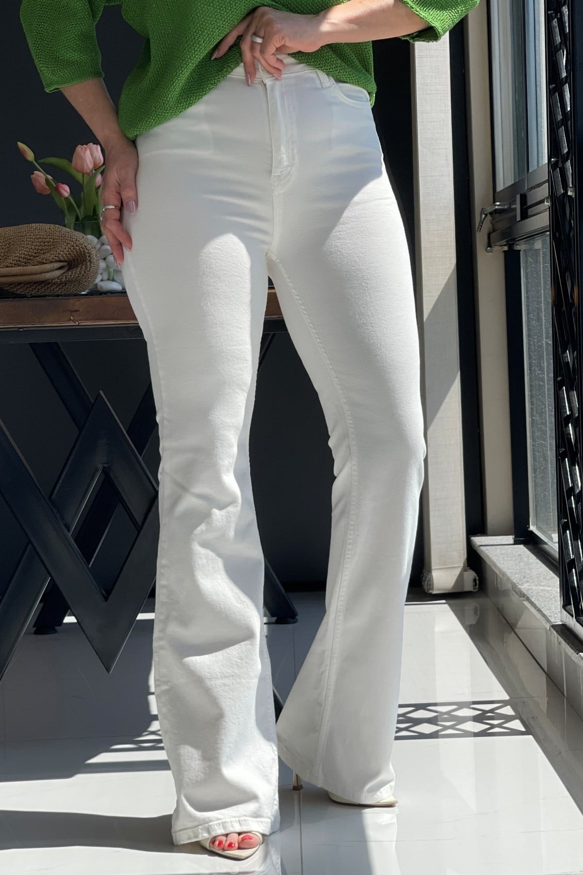 Ekru İspanyol Paça Jean