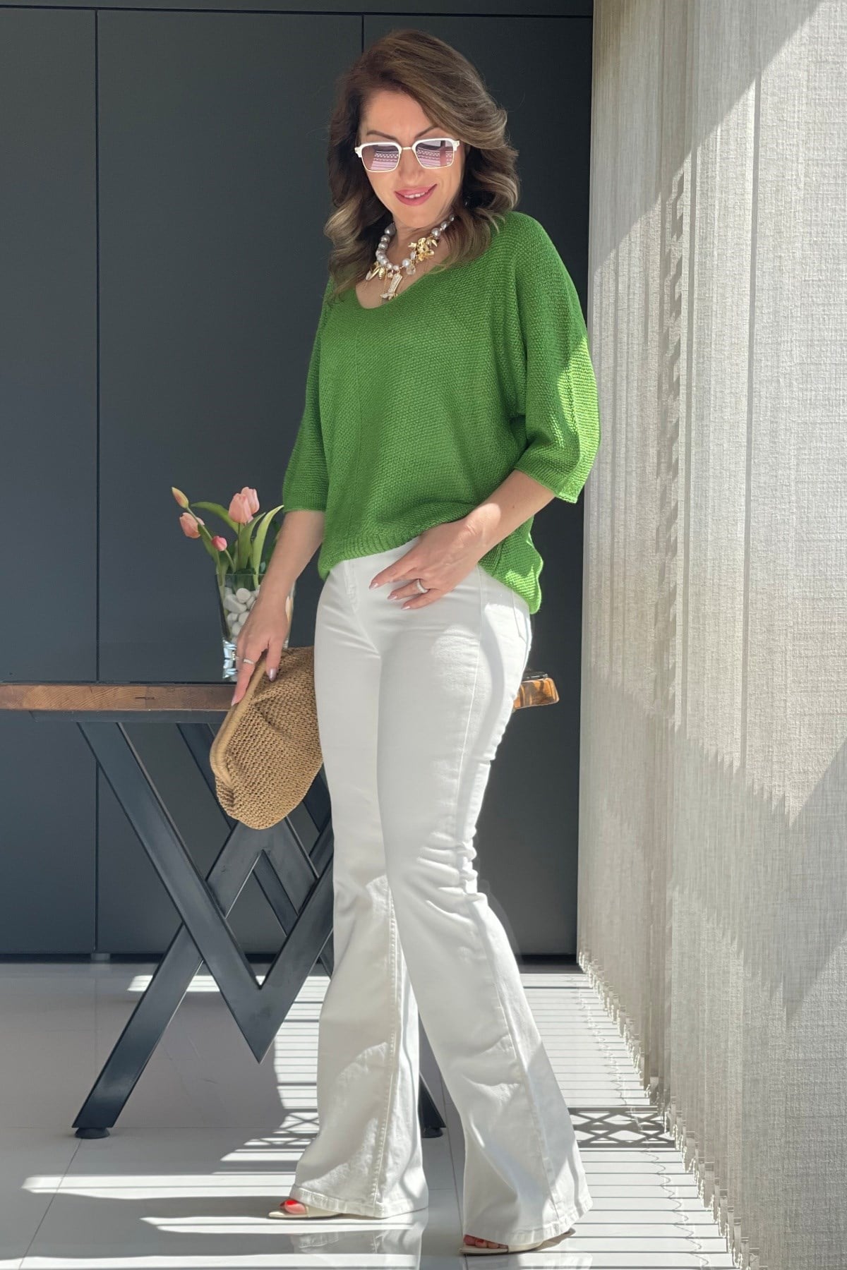 Ekru İspanyol Paça Jean