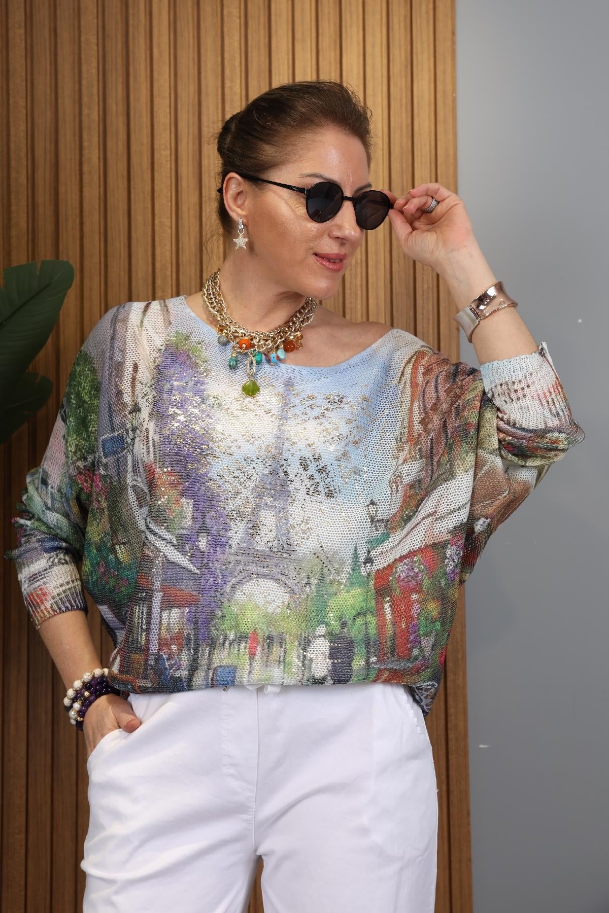 Eyfel Desen İthal Bluz