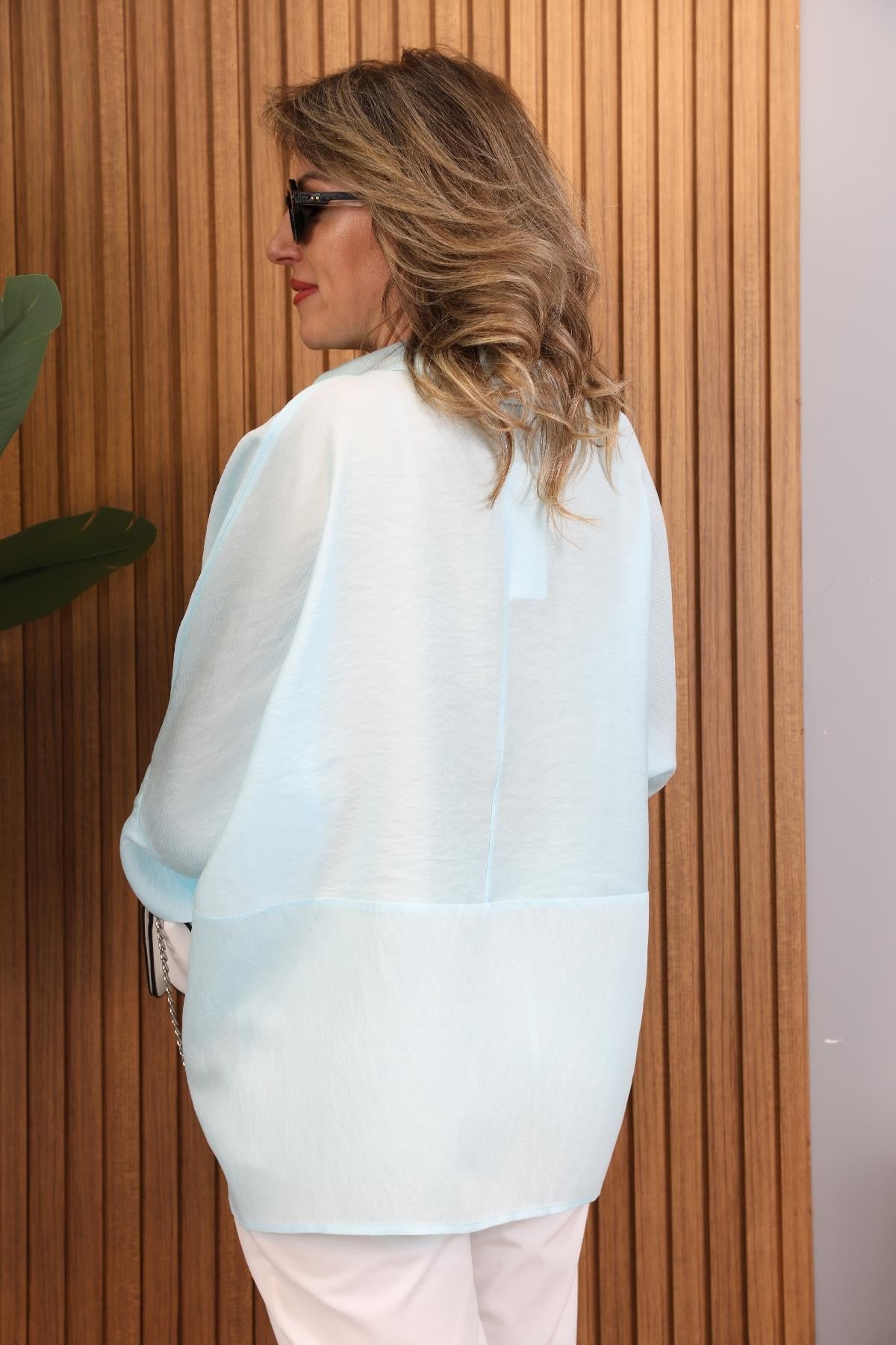 Fakir Kol Oversize Mint Yeşili Gömlek