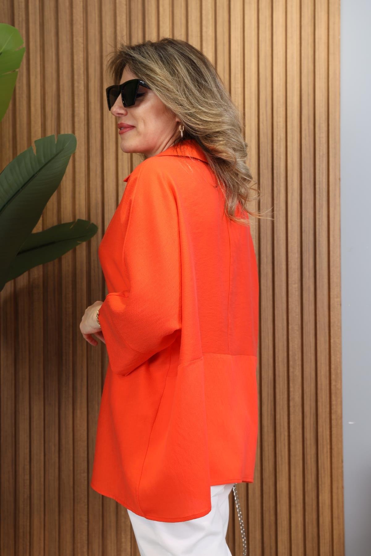 Fakir Kol Oversize Nar Çiçeği Gömlek