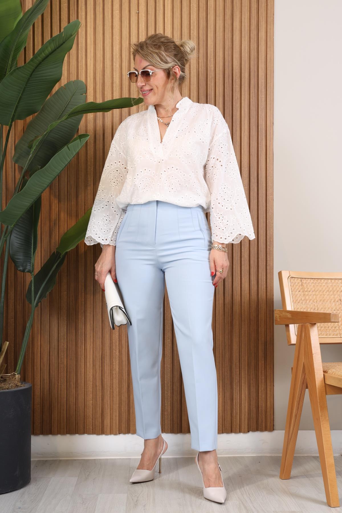 Filotalı Bebe Mavi Pantolon