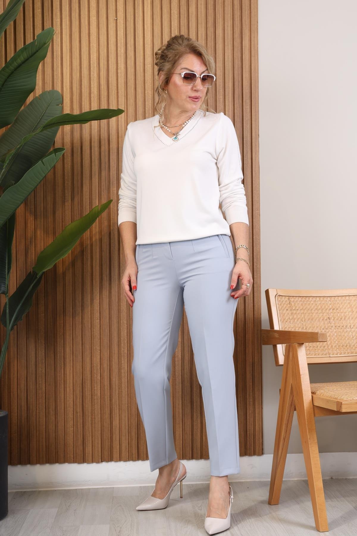 Filotalı Mermer Grisi Pantolon