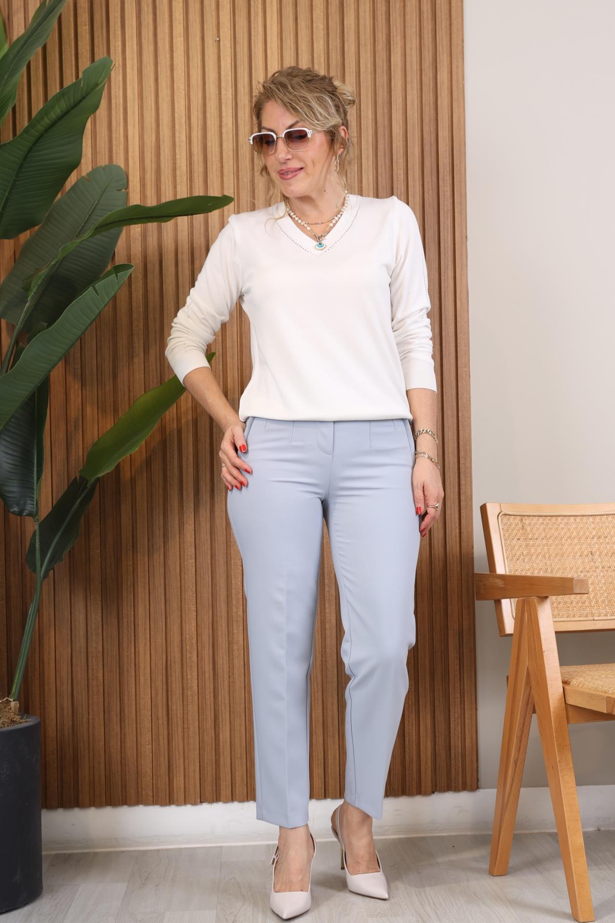 Filotalı Mermer Grisi Pantolon