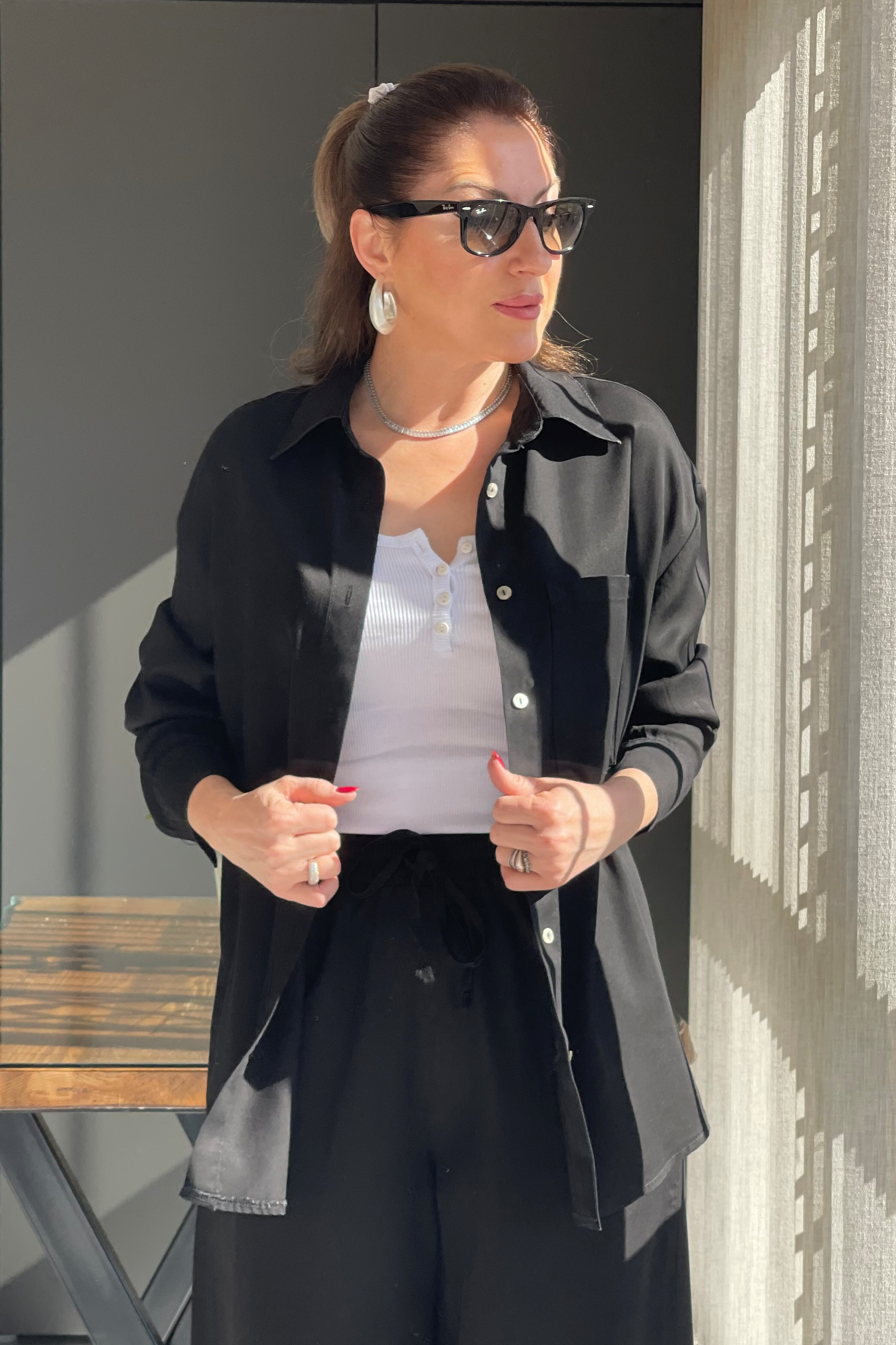 Gömlek Pantolon Denim Siyah Takım