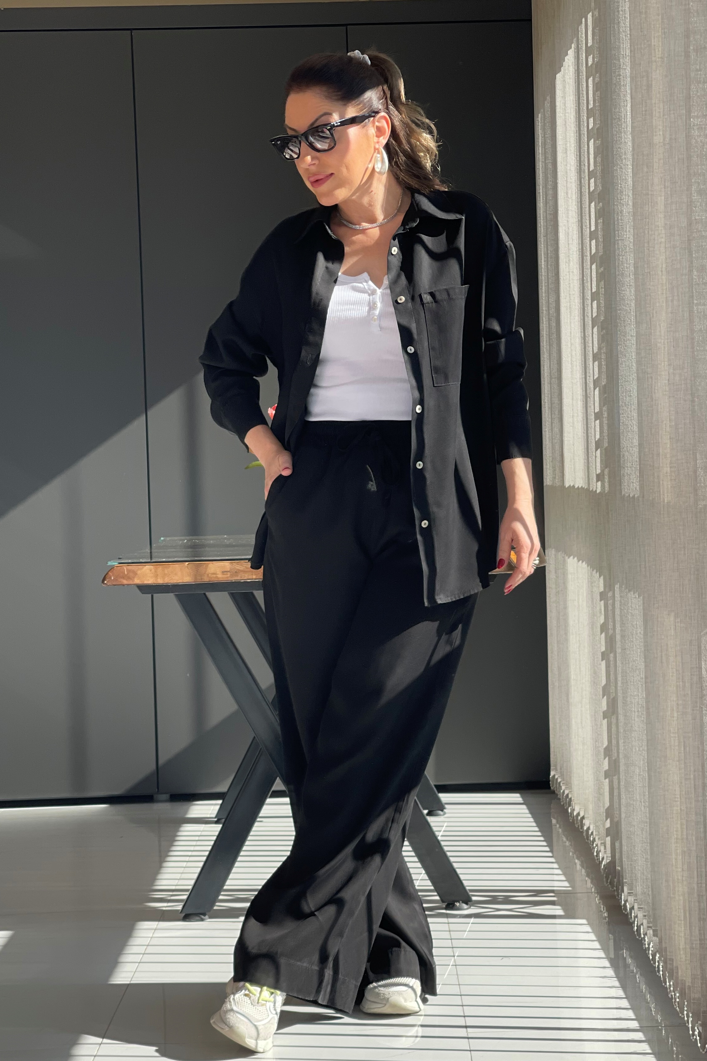 Gömlek Pantolon Denim Siyah Takım