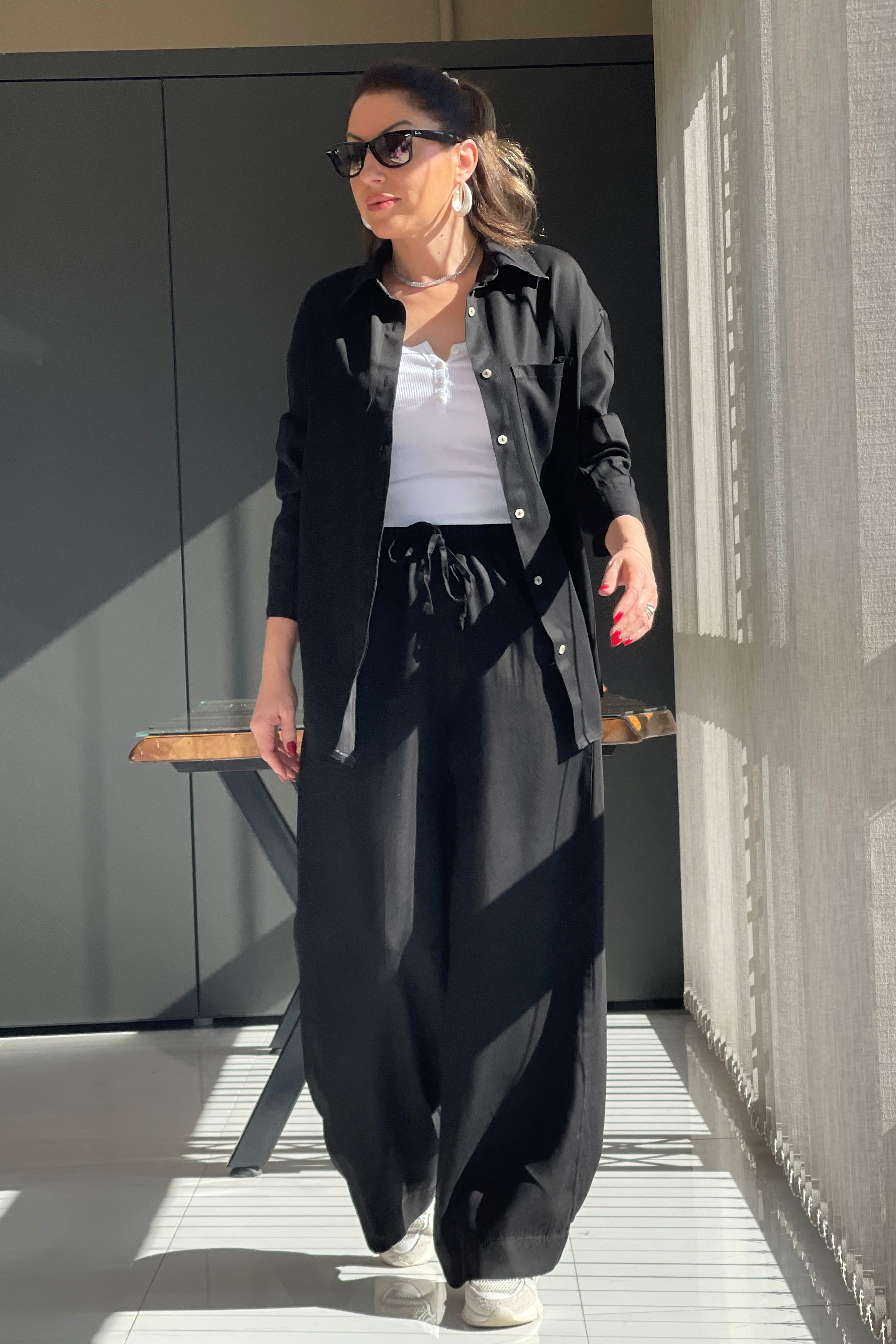 Gömlek Pantolon Denim Siyah Takım