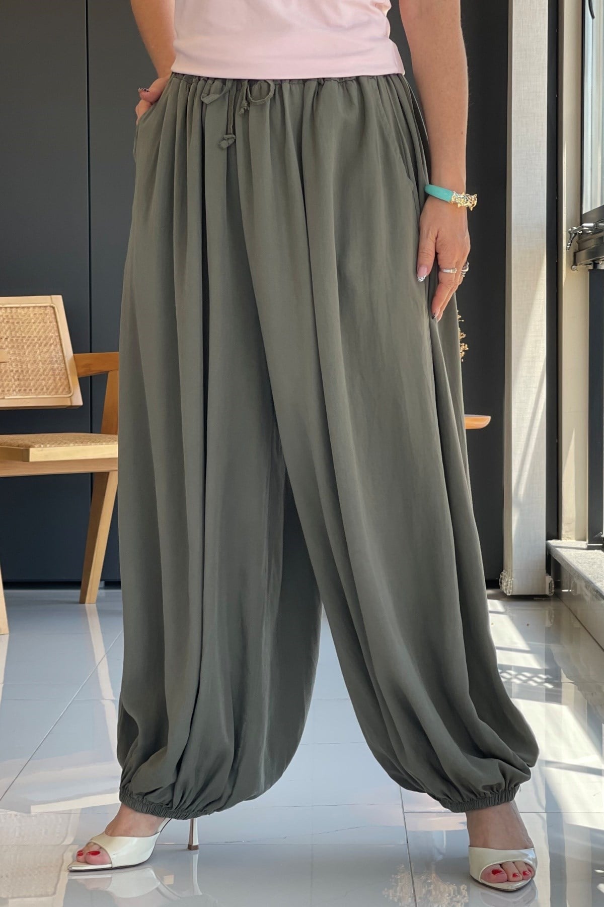 Haki Şalvar Model İthal Pantolon