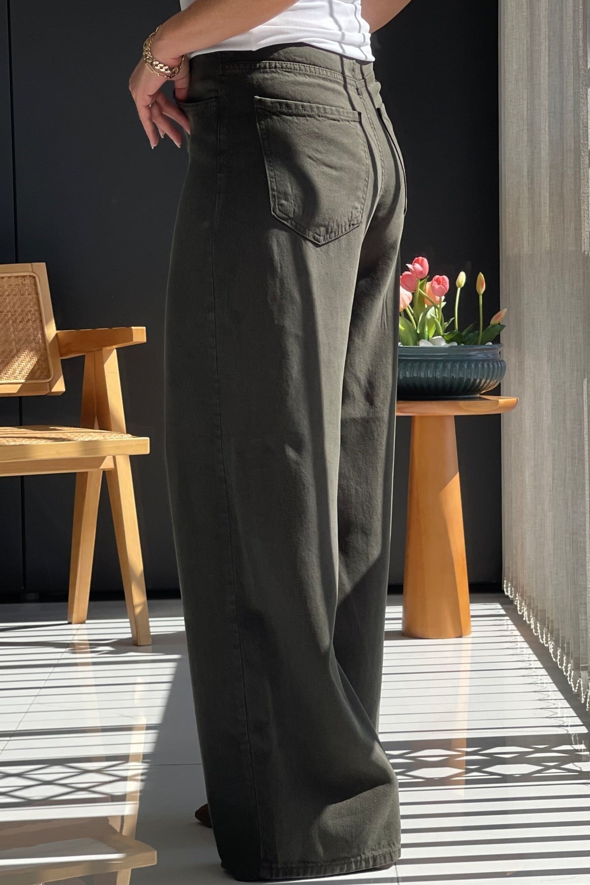 Haki Tencel Palazzo Pantolon