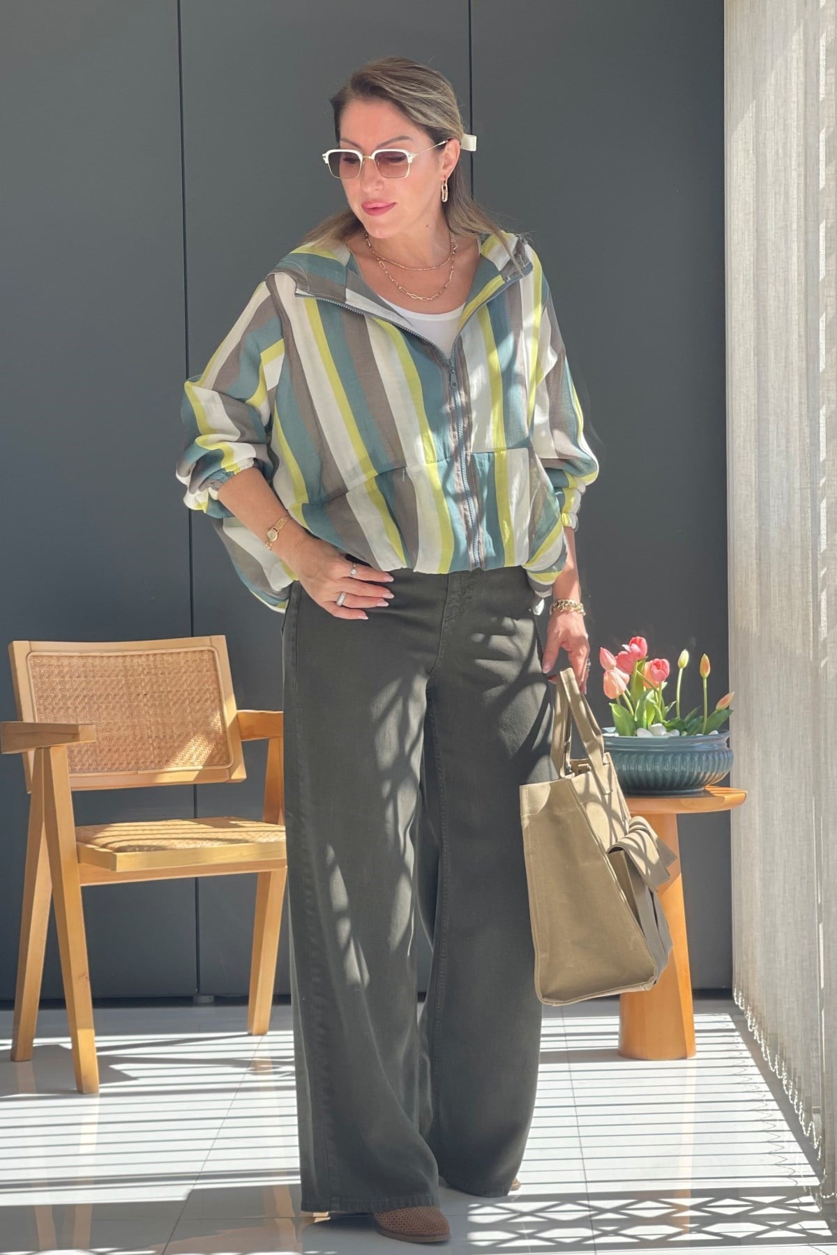 Haki Tencel Palazzo Pantolon