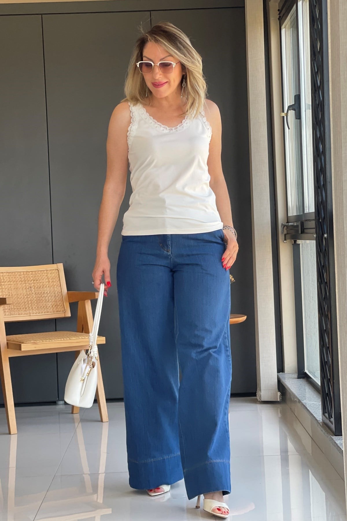 İnci Detay Ekru Bluz