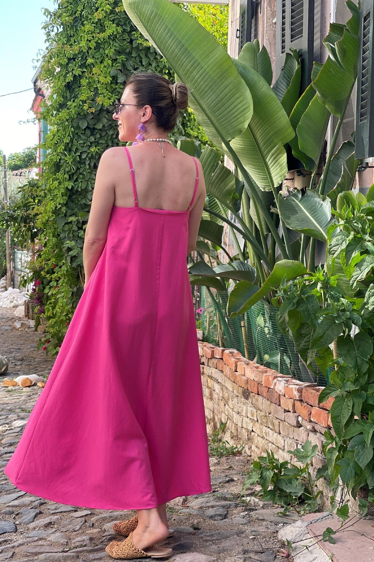 İp Askı Pembe Elbise