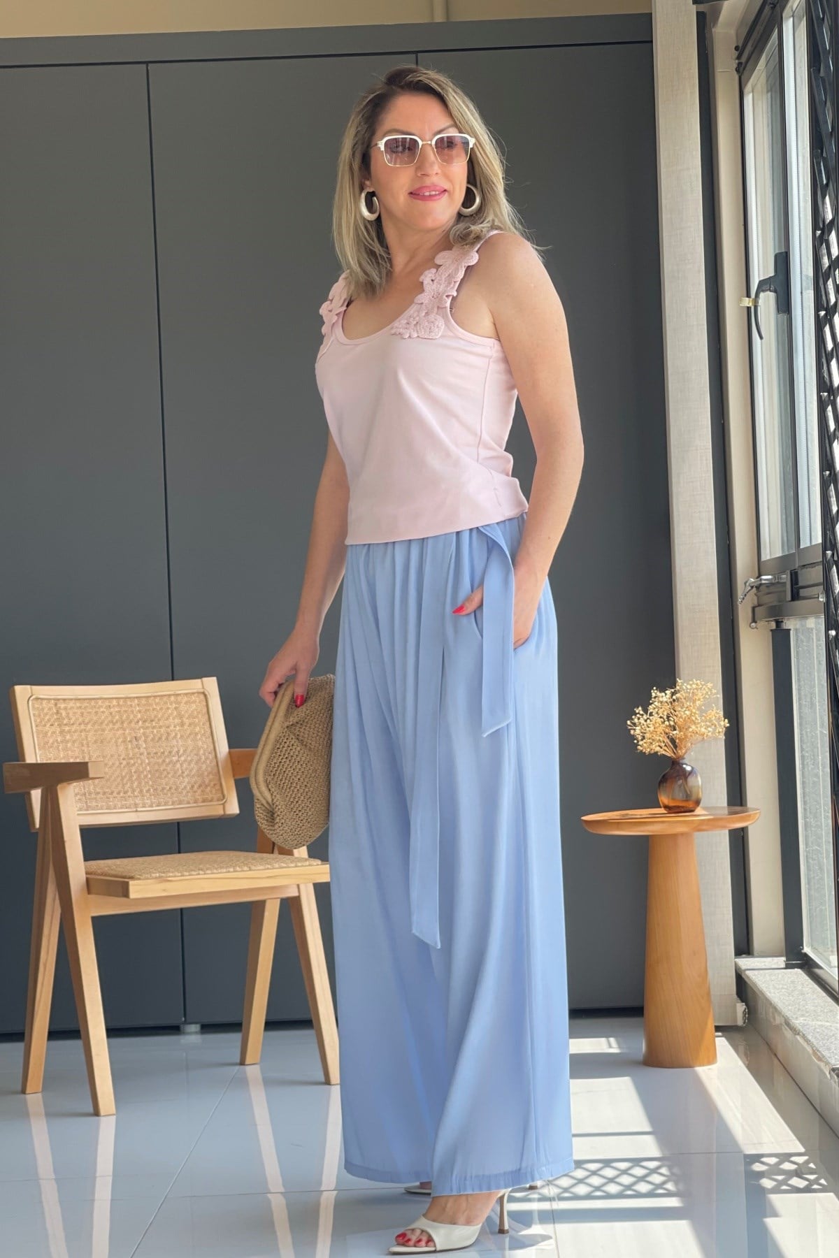 İthal Bebe Mavi Palazzo Pantolon
