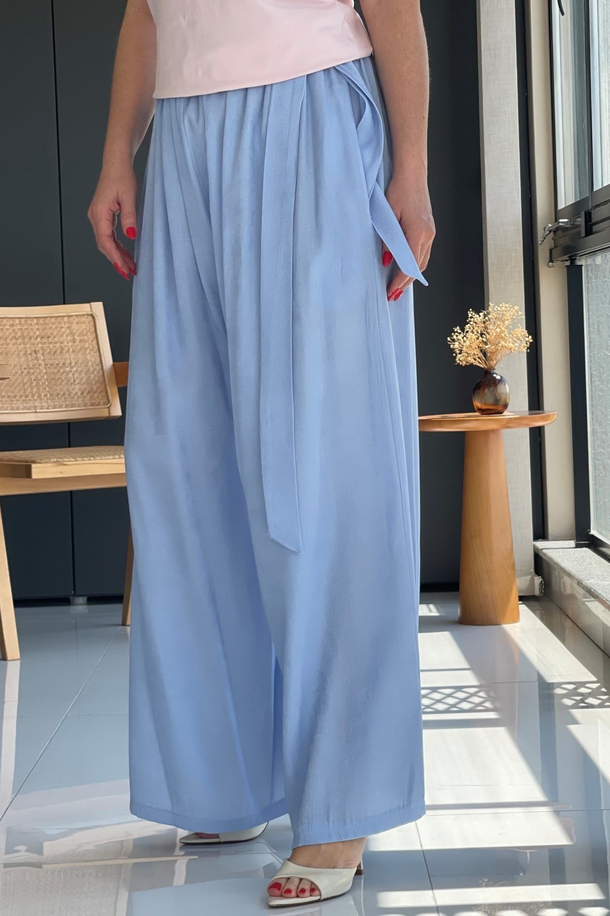 İthal Bebe Mavi Palazzo Pantolon