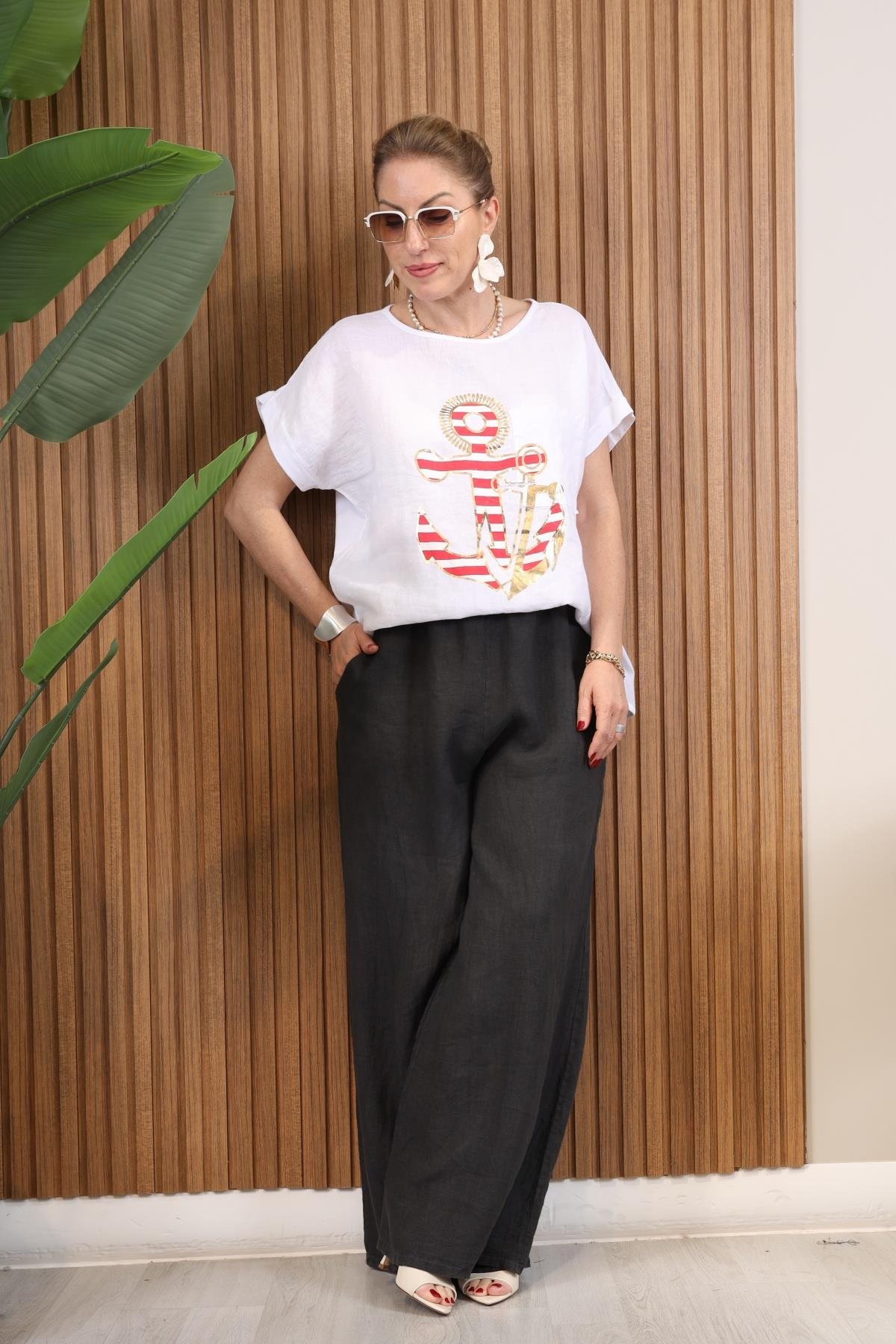 İthal Çapa Model Beyaz T-shirt