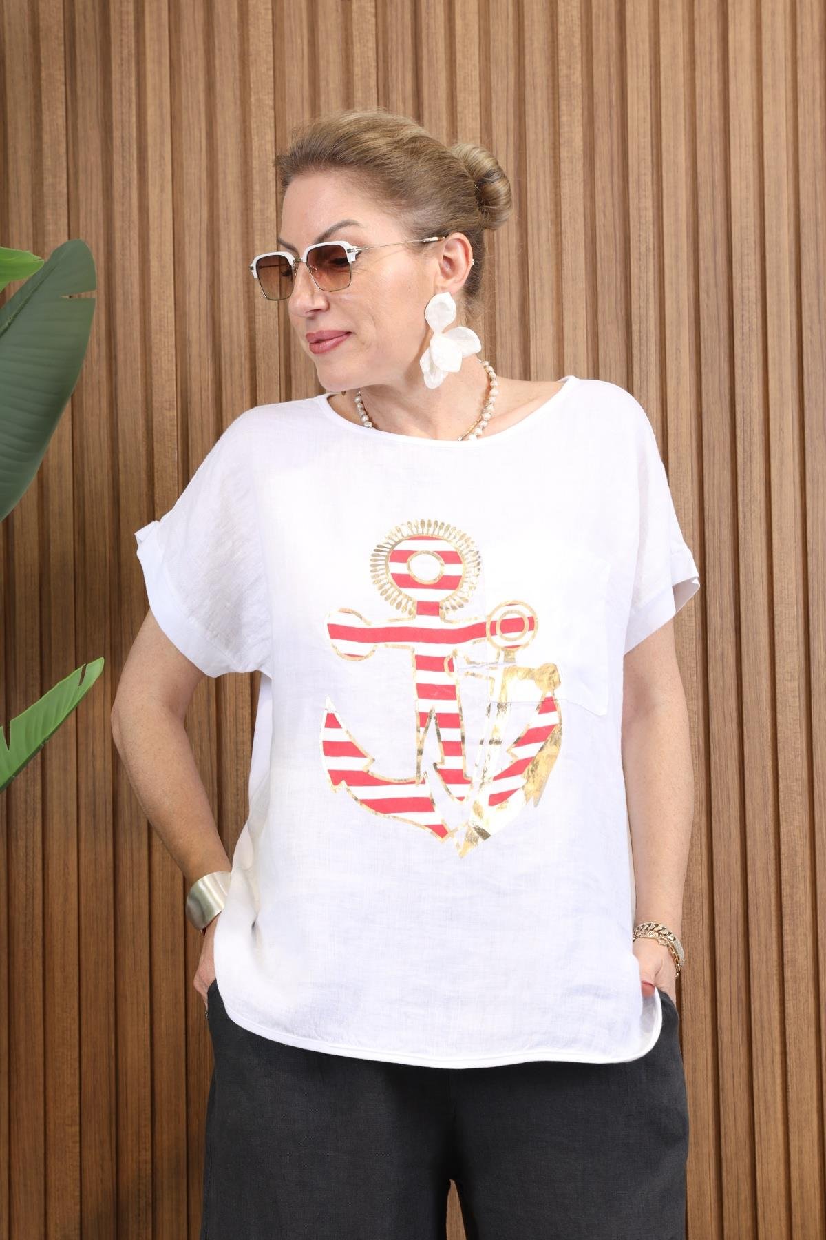 İthal Çapa Model Beyaz T-shirt