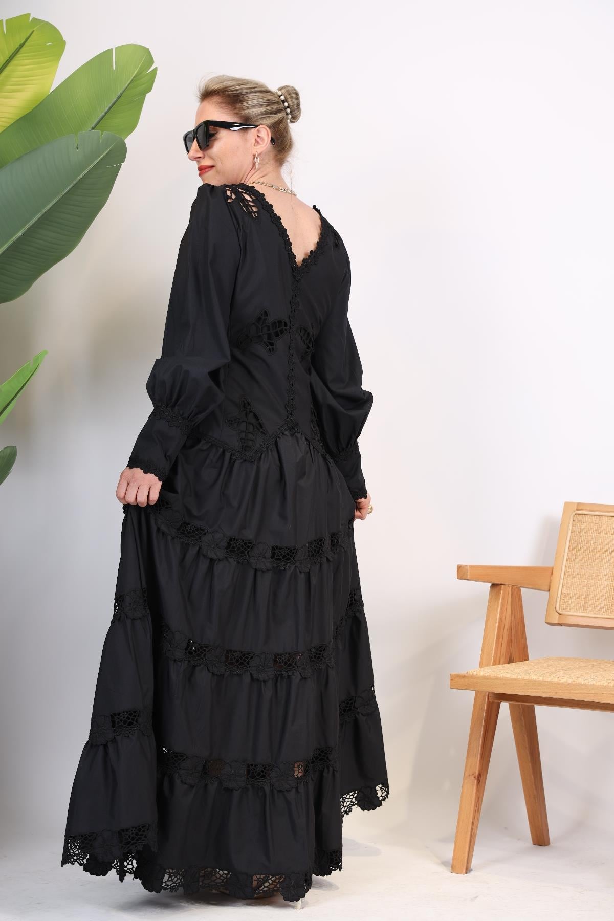 İthal French Style Siyah Elbise