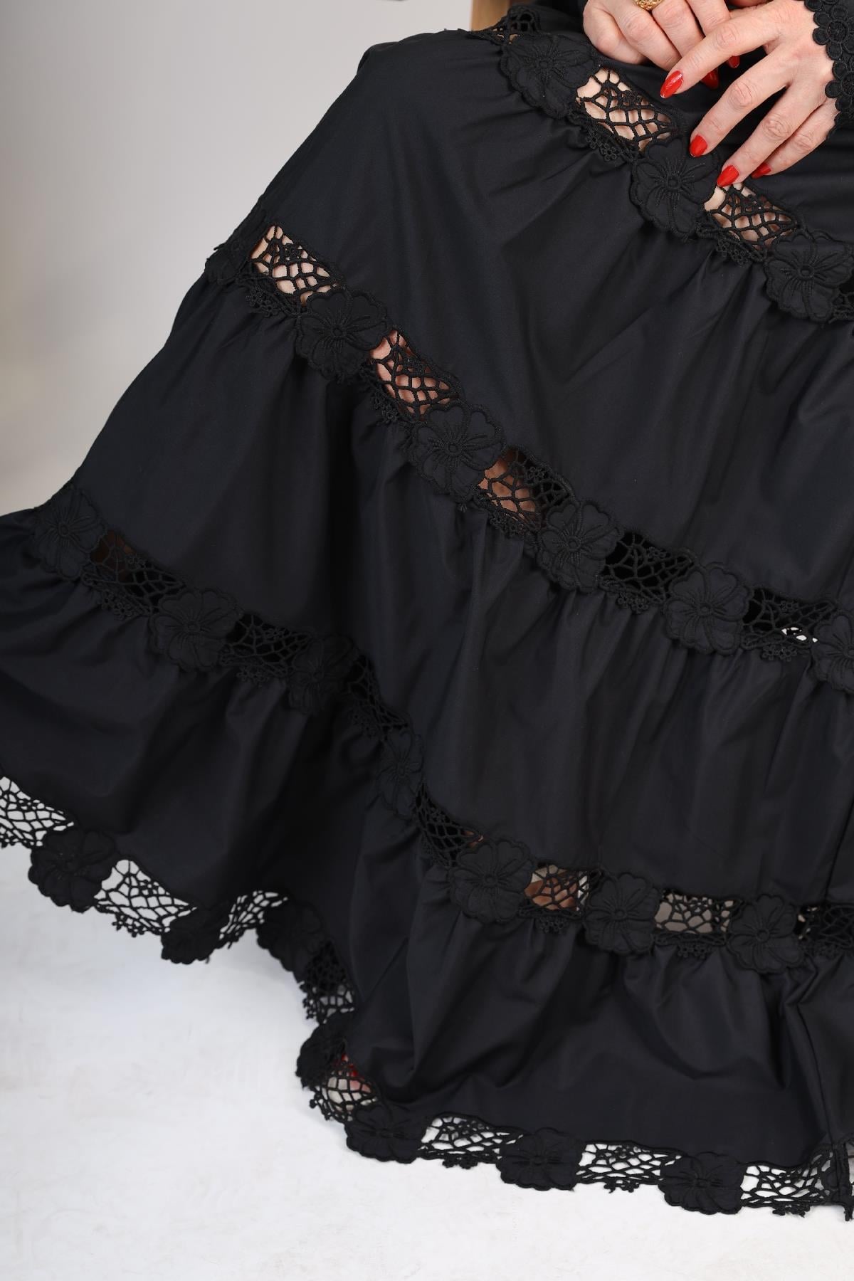 İthal French Style Siyah Elbise