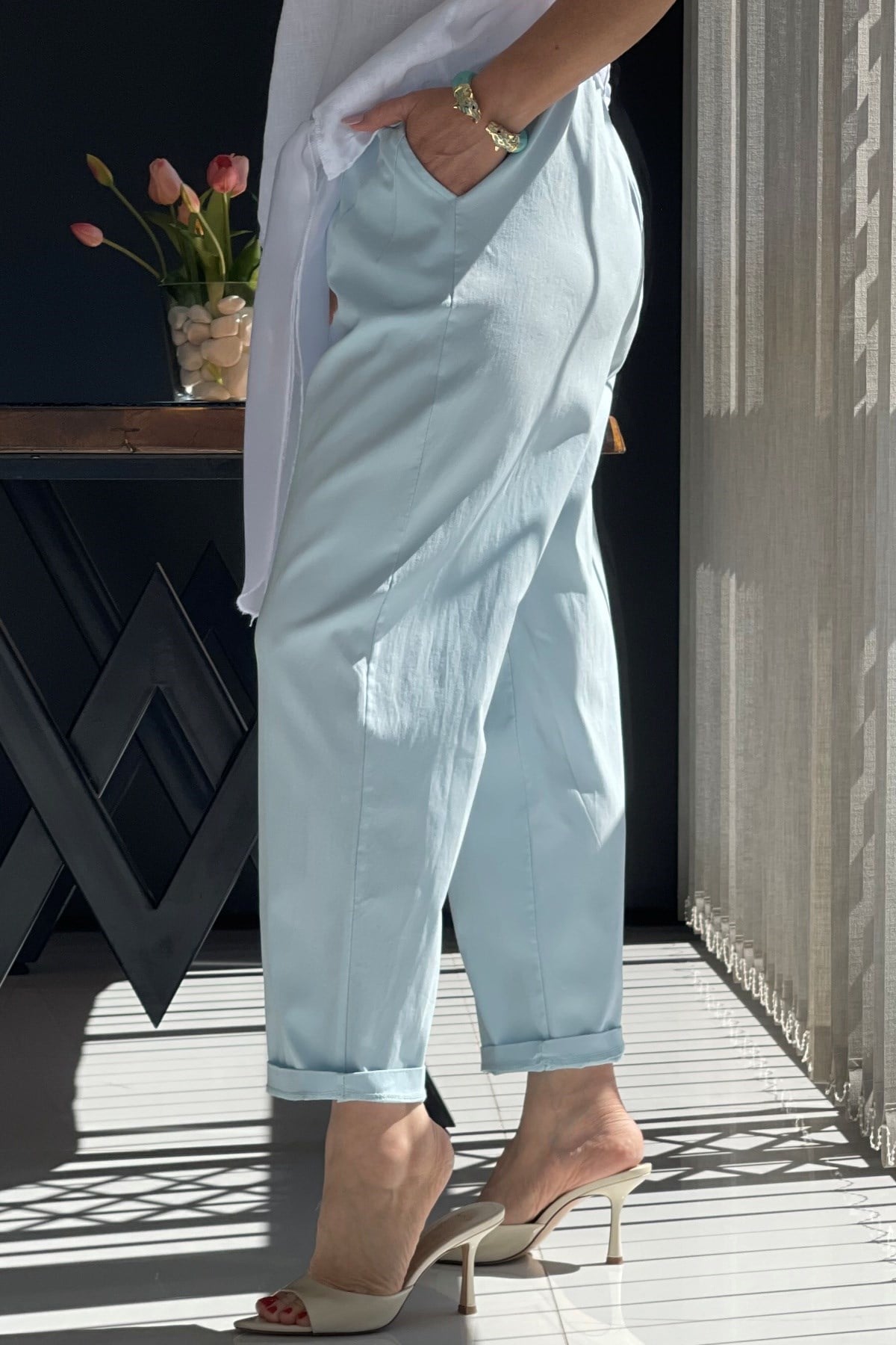İthal Gabardin Bebe Mavi Pantolon