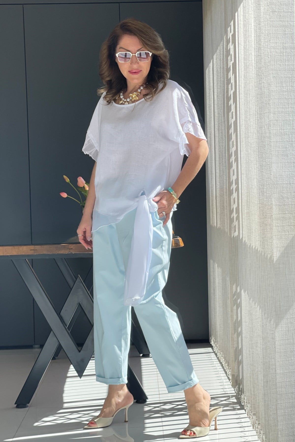 İthal Gabardin Bebe Mavi Pantolon
