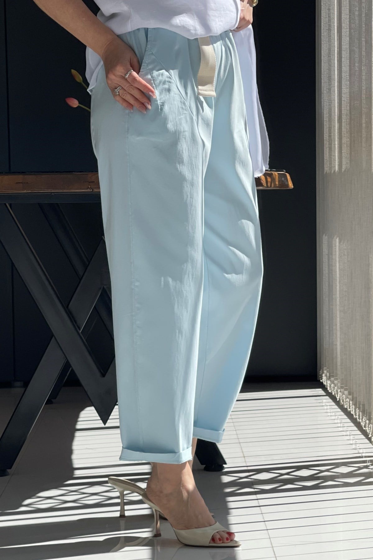 İthal Gabardin Bebe Mavi Pantolon