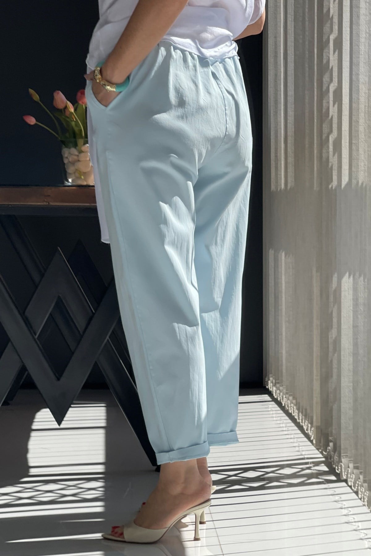 İthal Gabardin Bebe Mavi Pantolon