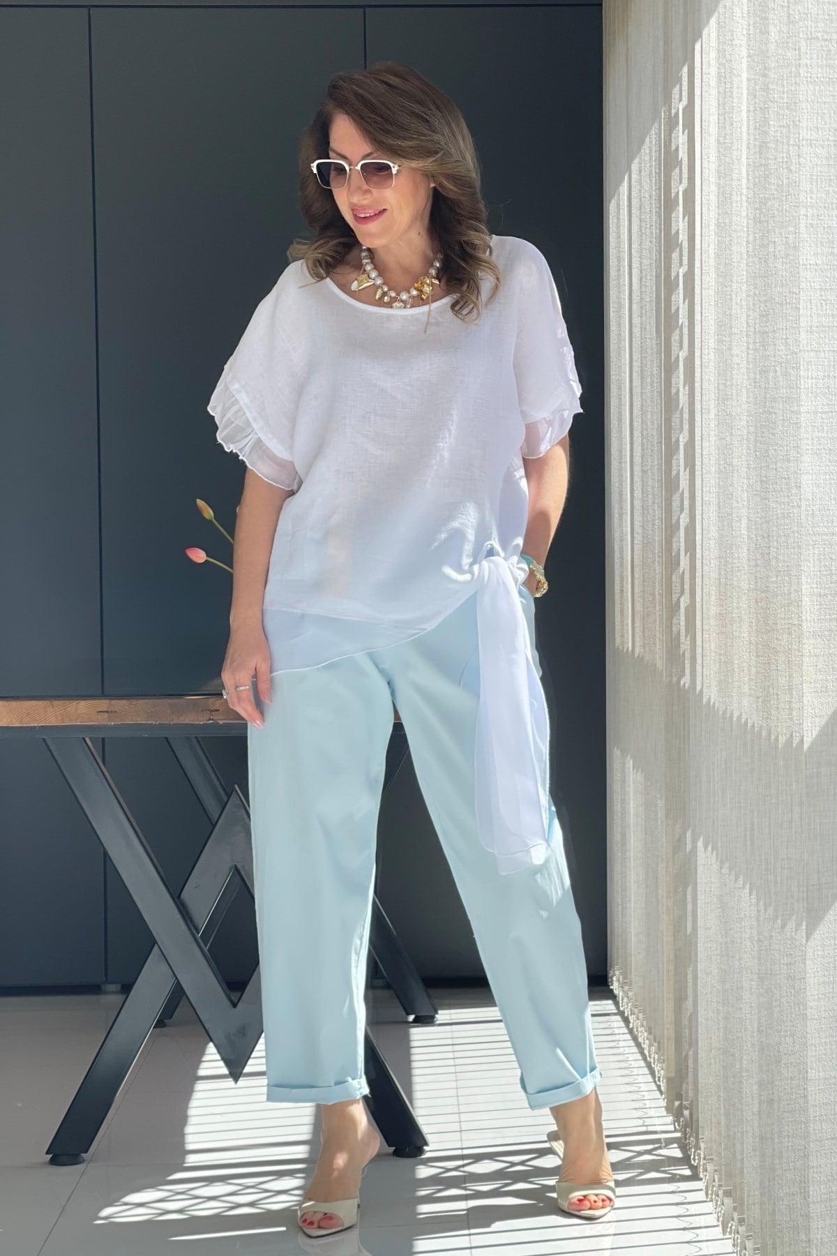 İthal Gabardin Bebe Mavi Pantolon